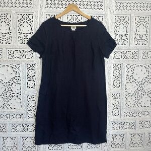 LL‎ Bean 100% Linen Short Sleeve Knee Length Shift Dress Sz Large